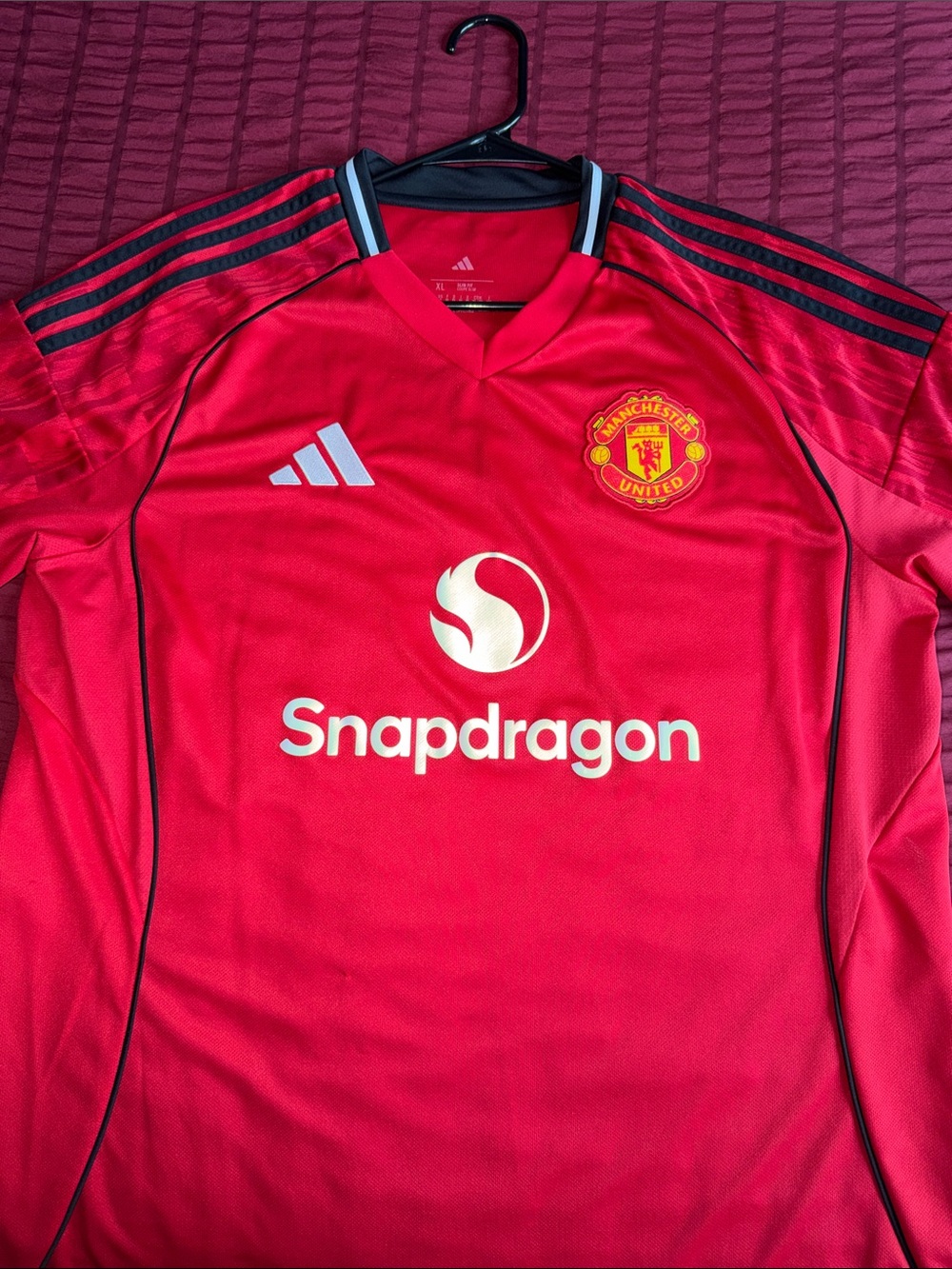 Manchester United Jersey | Red and Black Soccer Jersey with White Logos